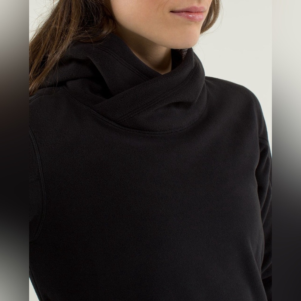 Lululemon Athletica Black/ Coco Pique Runaway Fleece Pullover Hoodie size XS EUC - Picture 4 of 14